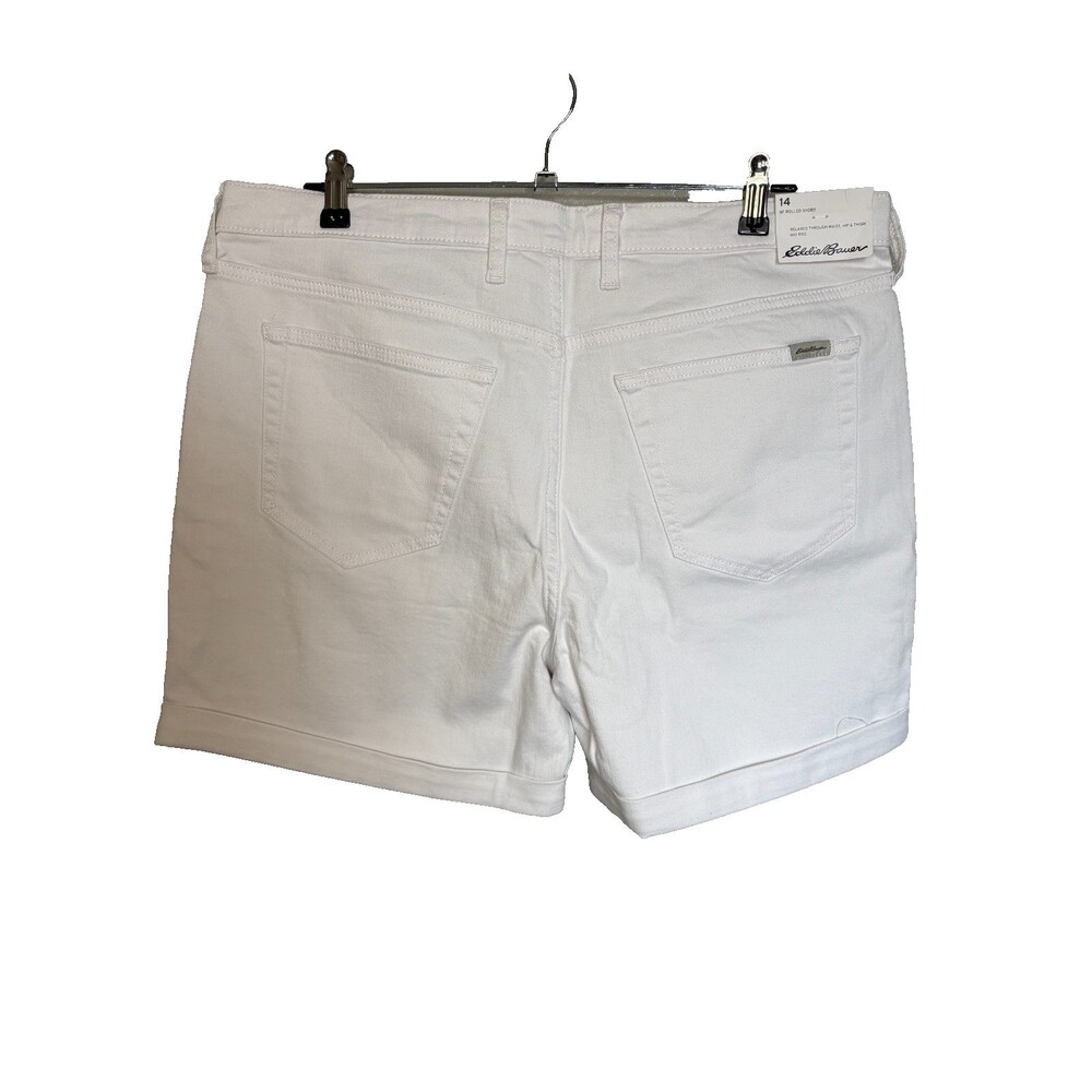 Eddie Bauer NWT White Boyfriend Midrise Size 14 Casual Jean Shorts - Picture 3 of 10